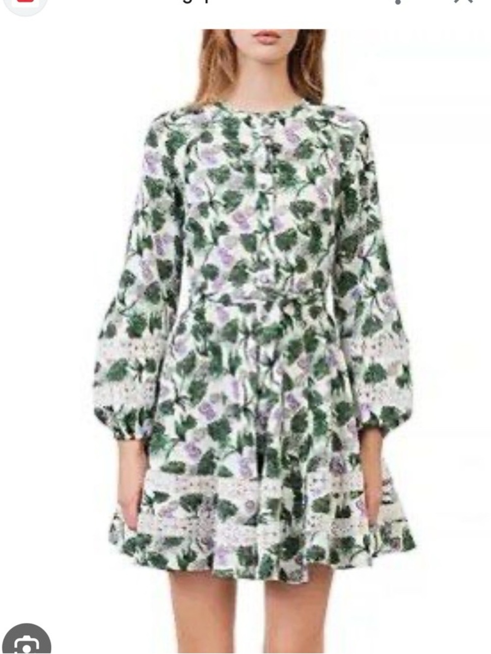 Maje Floral Button-Front Dress in Green & Lavender
